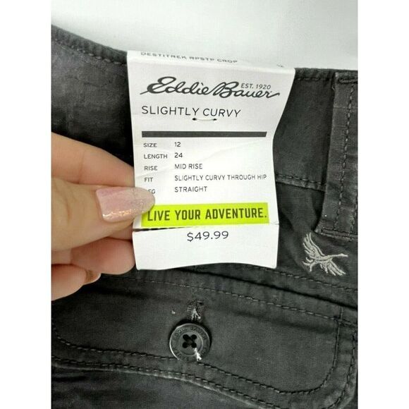 Eddie Bauer Womens 12 Desitrek Ripstop Pants Slightly Curvy Straight Pant Crop - Picture 4 of 12